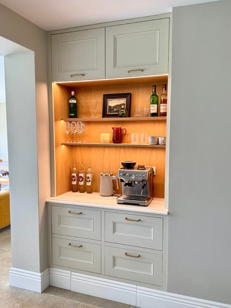 Bespoke coffee cabinet with oak and marble Norwich Norfolk