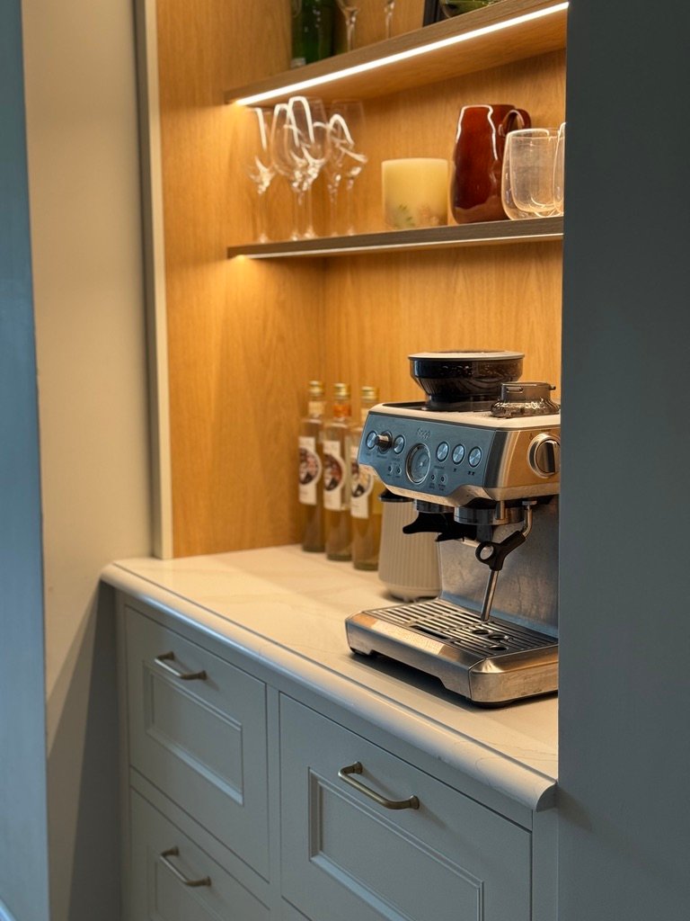 Bespoke coffee cabinet with oak and marble Norwich Norfolk