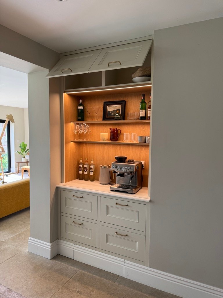Bespoke coffee cabinet with oak and marble Norwich Norfolk