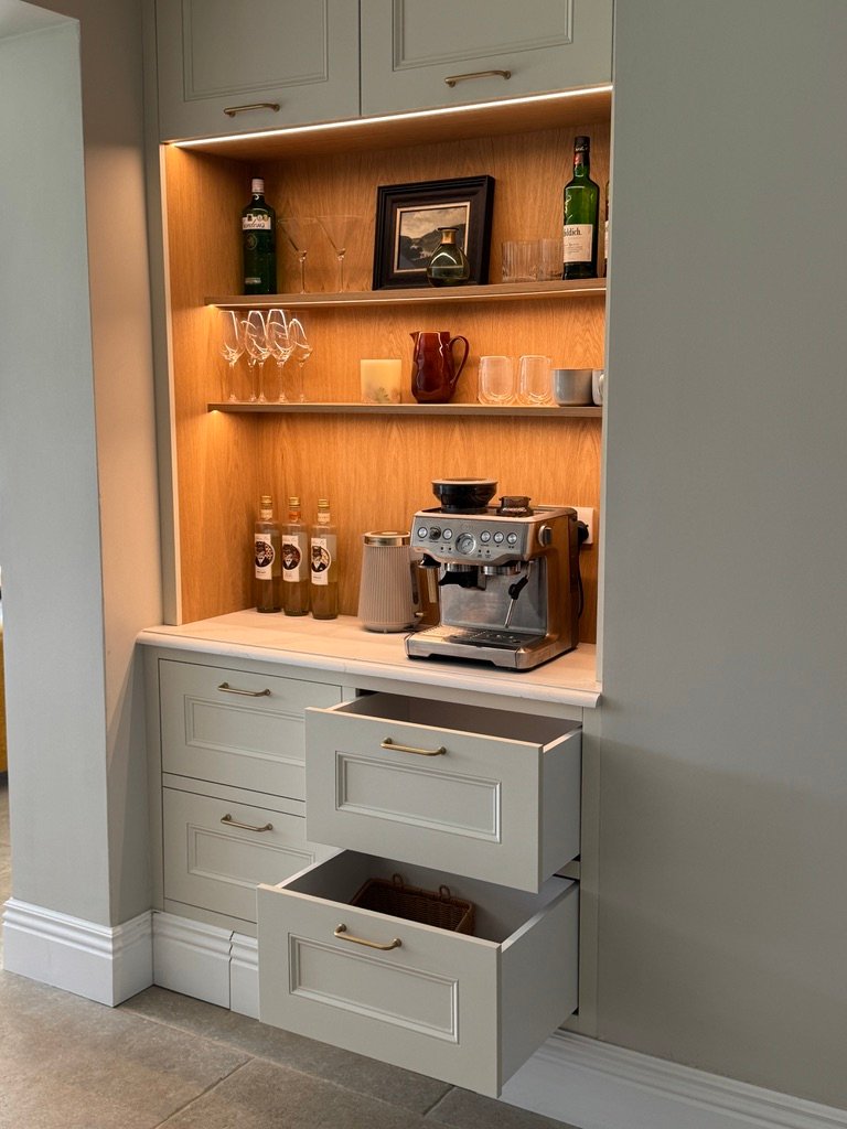 Bespoke coffee cabinet with oak and marble Norwich Norfolk